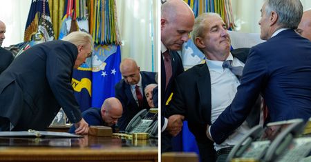 Trump poderwał się z miejsca. Jego gość stracił przytomność