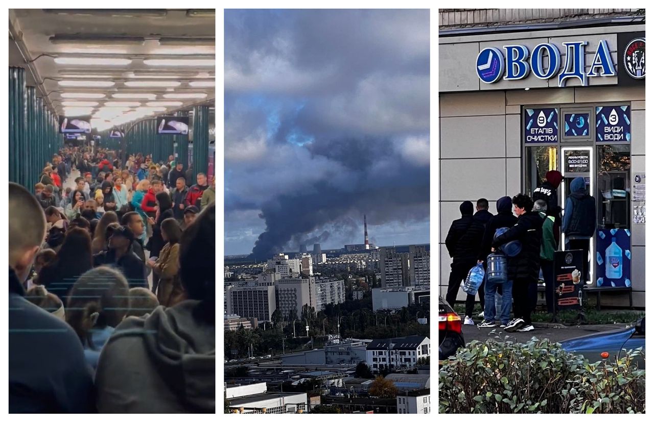 Mieszkańcy Kijowa kupują wodę i szukają chronienia w metrze.