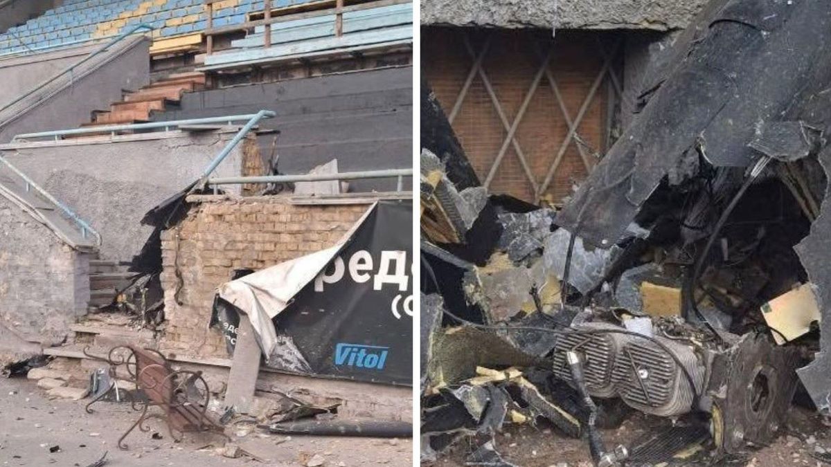 Instagram / juliia.khan / Na zdjęciu: zniszczenia na stadionie Spartaka w Kijowie