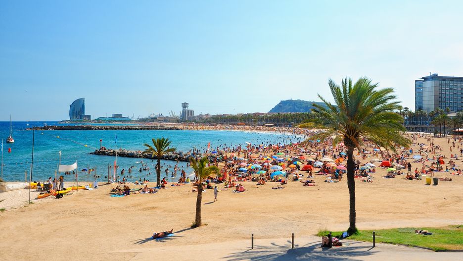 Plaże Barcelony przyciągają tłumy turystów 