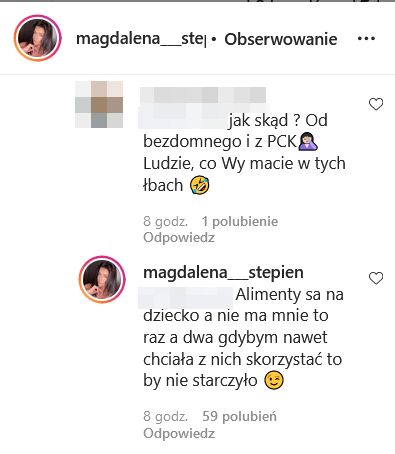 Magdalena Stępień rozlicza się z alimentów