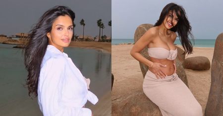 Klaudia El Dursi wygrzewa się na plaży w Katarze, eksponując ciążowe krągłości