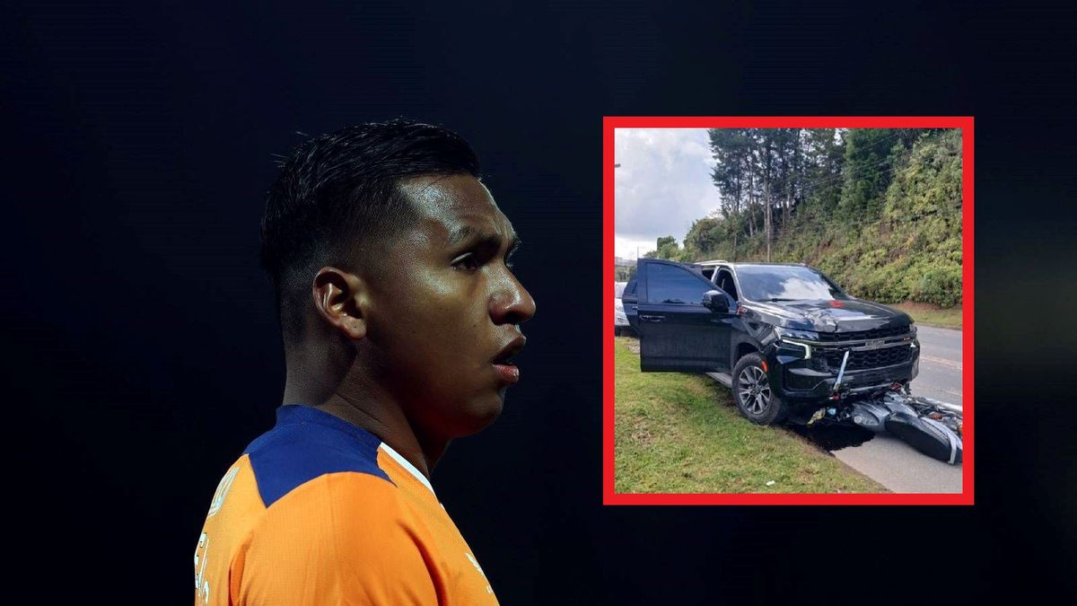 Getty Images /  Ian MacNicol/Getty Images/Twitter / Na dużym zdjęciu Alfredo Morelos, na małym miejsce wypadku