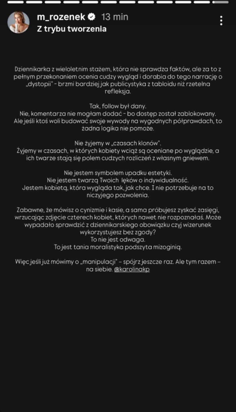 Korwin-Piotrowska drze koty z Rozenek