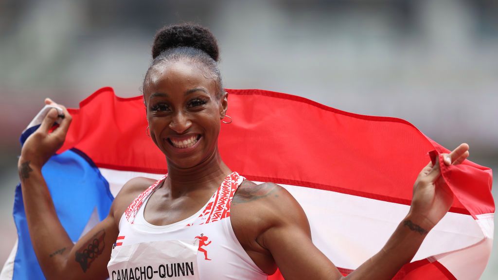 Getty Images / Michael Steele / Na zdjęciu: Jasmine Camacho-Quinn po zdobyciu złota na IO w Tokio