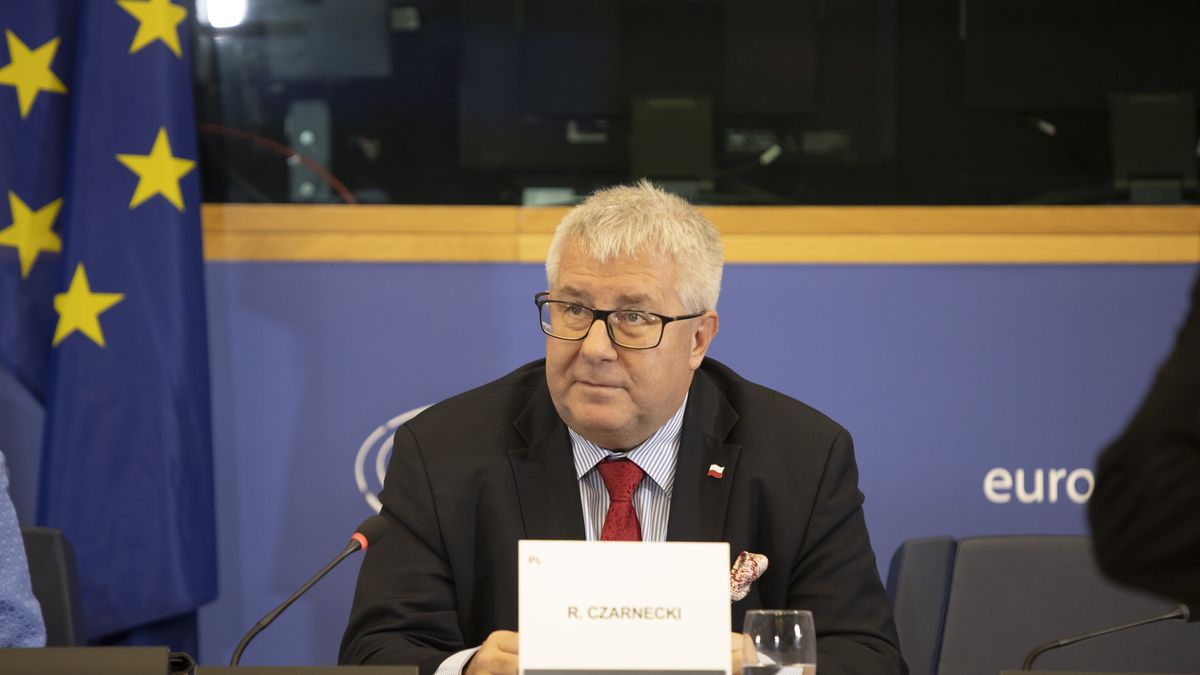 STRASBOURG, FRANCE - 2023/11/22: Ryszard Czarnecki MEP from Poland speaks during the press conference. A wide spectrum of Members of European Parliament (MEPs), addressed a conference in Strasbourg on Wednesday, calling on European Union leaders to counter the Iranian regime's impunity and terrorism by blacklisting the Revolutionary Guards as a terrorist organization and shutting down embassies of Iran's regime. (Photo by Siavosh Hosseini/SOPA Images/LightRocket via Getty Images)