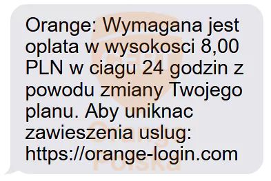 Przykładowy fałszywy SMS