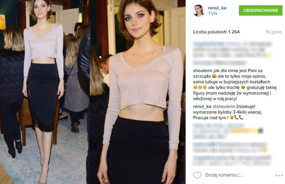 Renata Kaczoruk chce przytyć 3-4 kilogramy (fot. Instagram)