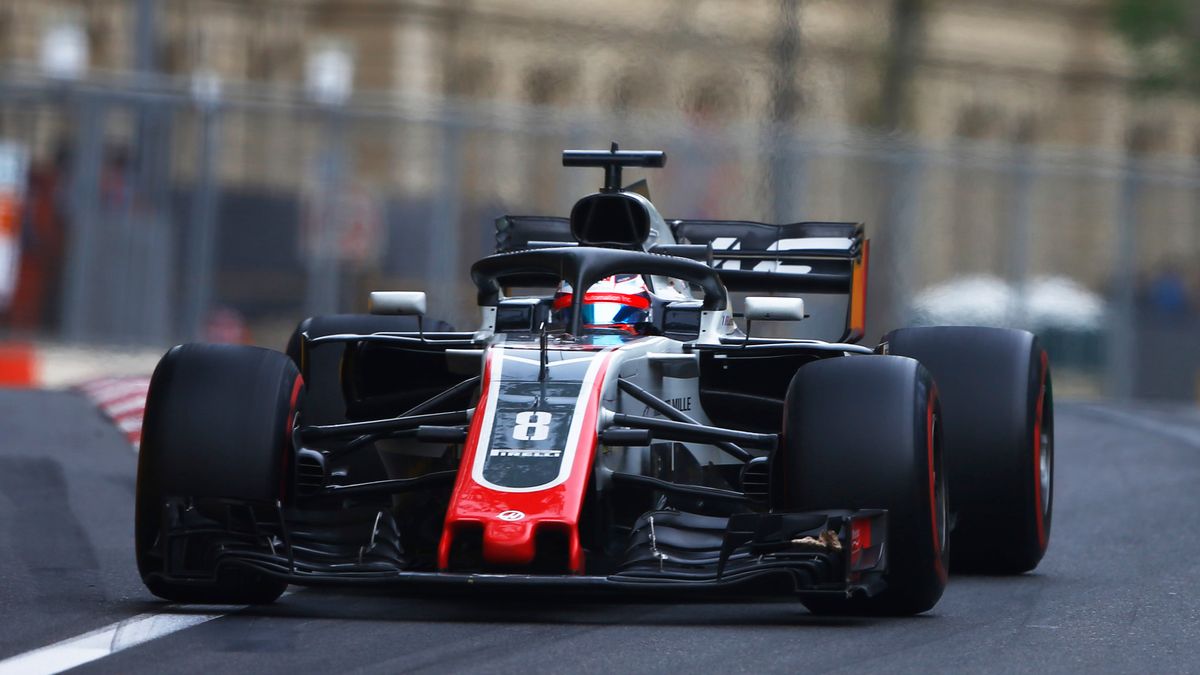 Materiały prasowe / Haas F1 Team / Na zdjęciu: Romain Grosjean na torze w Baku