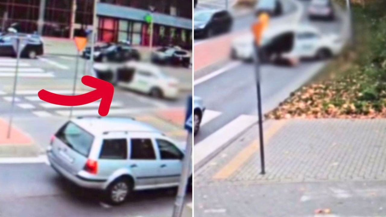 Sceny pod dworcem PKP. Taksówka ruszyła na ulicę bez kierowcy