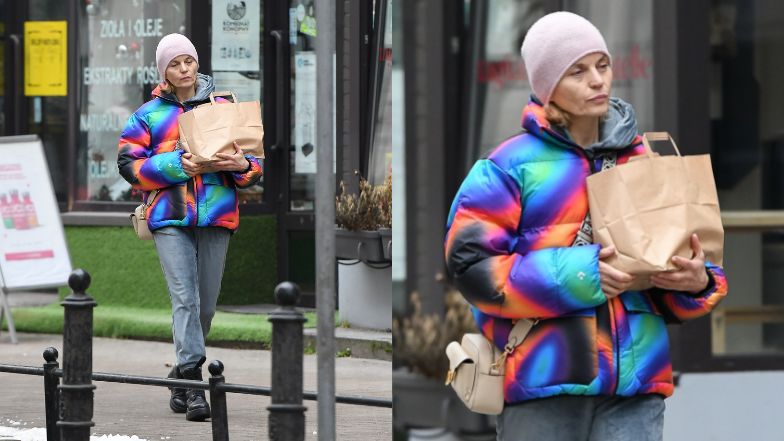 Małgorzata Foremniak załatwia sprawunki i wsiada do samochodu partnera