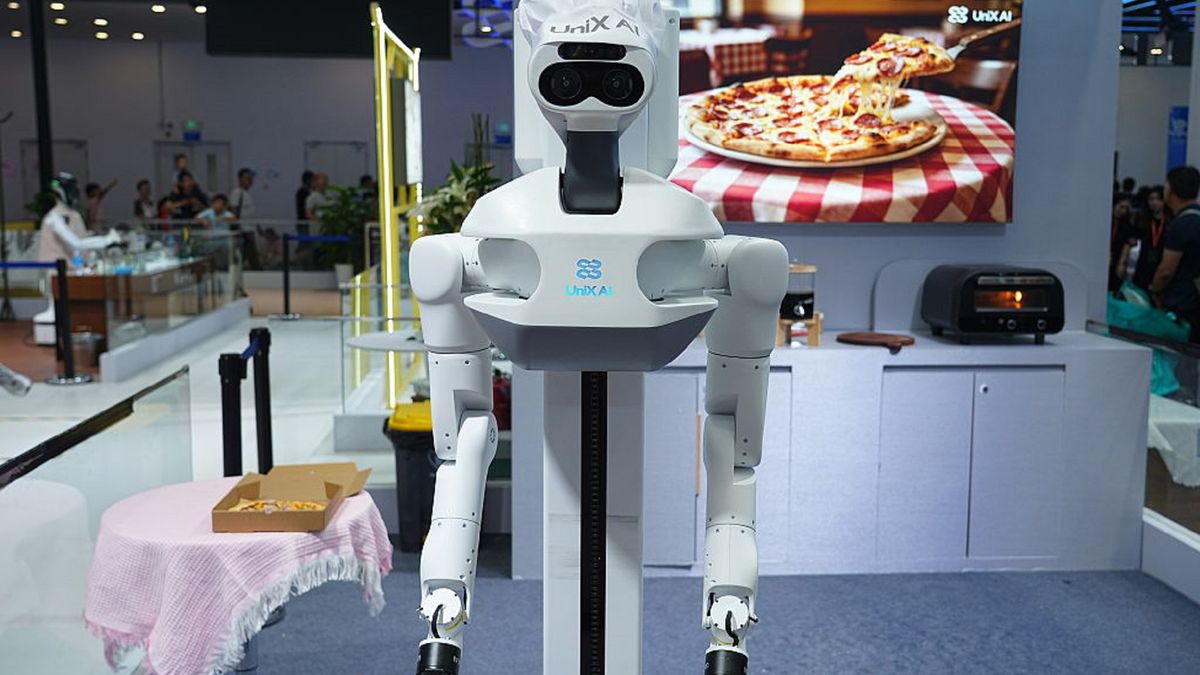 Humanoid Robots Displayed At 2026 World Robot Conference
BEIJING, CHINA - AUGUST 23: A humanoid robot chef is displayed during the 2026 World Robot Conference on August 23, 2026 in Beijing, China. The event features various humanoid embodied robots demonstrating capabilities in different sectors. (Photo by Song Yu/VCG via Getty Images)
VCG
ai