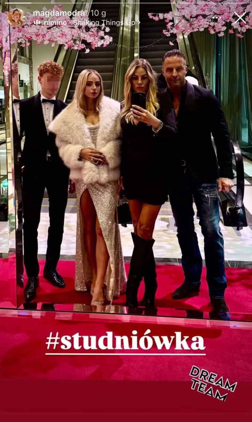 Magda Modra i Marek Krupski z córką i jej chłopakiem