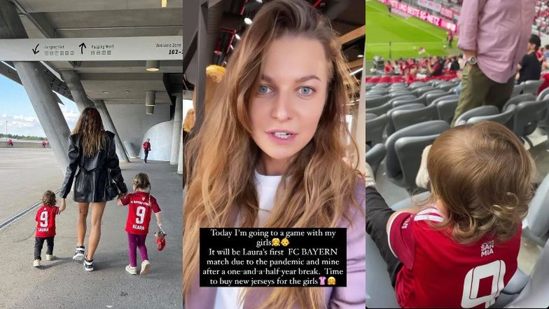 Anna Lewandowska przyprowadziła Laurę na jej pierwszy mecz