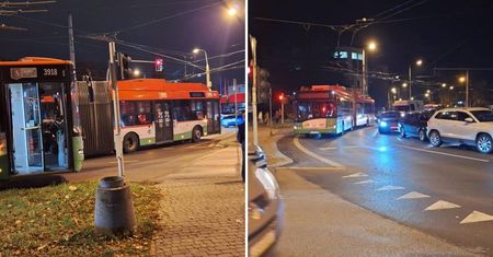 Awaria trolejbusu na środku ronda sparaliżowała okoliczne ulice