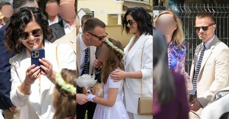 Katarzyna Cichopek i Marcin Hakiel spotkali się na komunii córki. Pojawili się też Kurzajewski i tajemnicza ukochana tancerza (ZDJĘCIA)