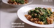 Makaron z boczkiem i szpinakiem