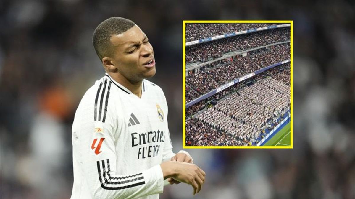 WP SportoweFakty / Na zdjęciu: Kylian Mbappe (Jose Breton/Pics Action/NurPhoto via Getty Images) oraz trybuny Santiago Bernabeu (x.com/MarioCortegana)