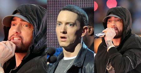Internauci komentują nowy "look" Eminema na Super Bowl 2022: "Co jest nie tak z twoimi BRWIAMI?!"