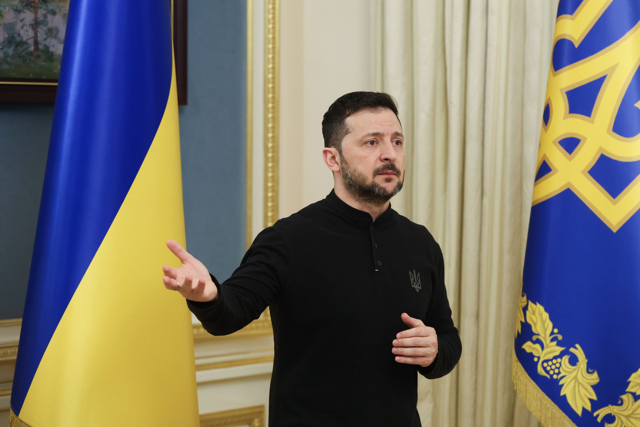 Wo�odymyr Ze�enski
Viktor Kovalchuk
agresja Rosji, atak, atak Rosji na Ukrain�, inwazja, inwazja rosyjska, Kij�w, Konferencja, konflikt zbrojny, prasowa, prezydent, sytuacja na Ukrainie, sytuacja w Ukrainie, wojna, Wojna na Ukrainie, wok� Ukrainy, Rosja, rozmowy w sprawie rozejmu, Ukraina, USA