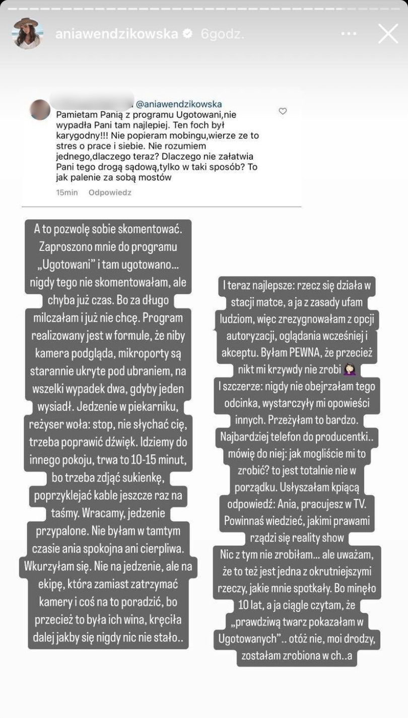 Anna Wendzikowska wspomina udział w "Ugotowanych"