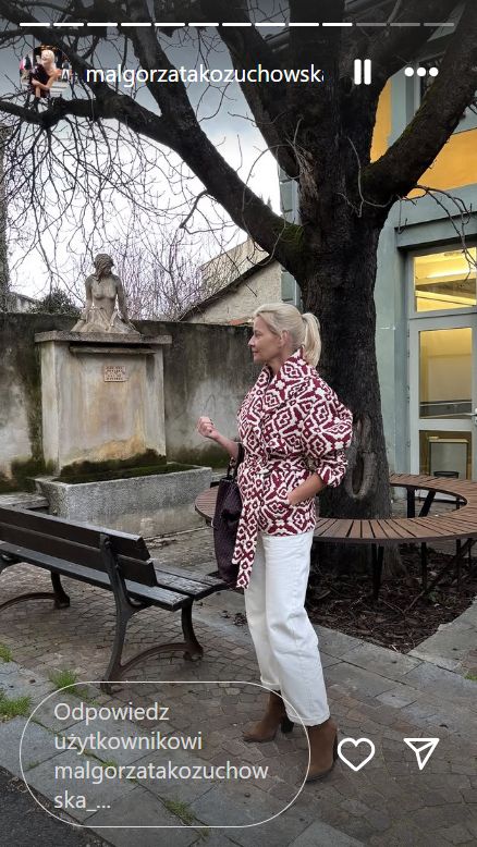 Małgorzata Kożuchowska pozuje w białych jeansach