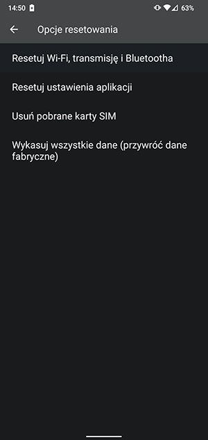 resetowanie ustawień Wi-Fi w telefonie