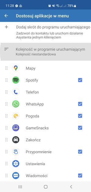 Zmiana kolejności aplikacji w Androidzie Auto