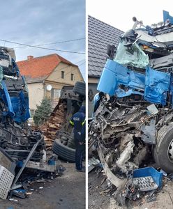 Kabina TIR-a została zmiażdżona. Kierowca cudem przeżył