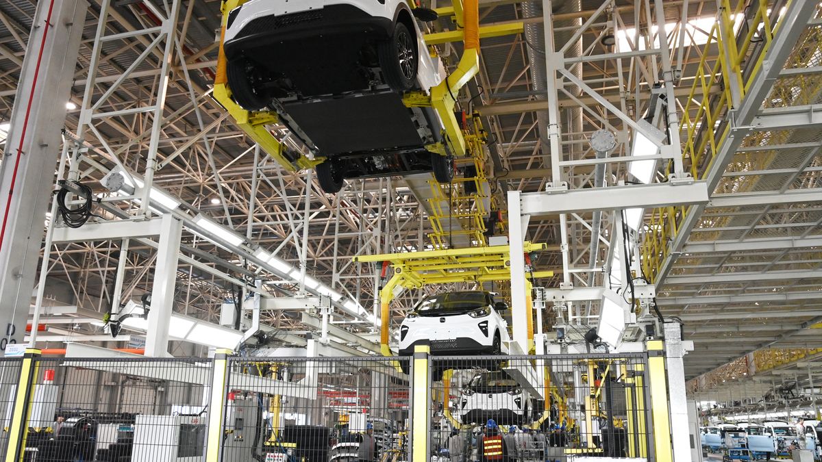 SHIJIAZHUANG, CHINA - FEBRUARY 25: Workers manufacture Chery new energy vehicles at Shijiazhuang Branch of Chery New Energy Automobile Co., Ltd. on February 25, 2025 in Shijiazhuang, Hebei Province of China. (Photo by VCG/VCG via Getty Images)