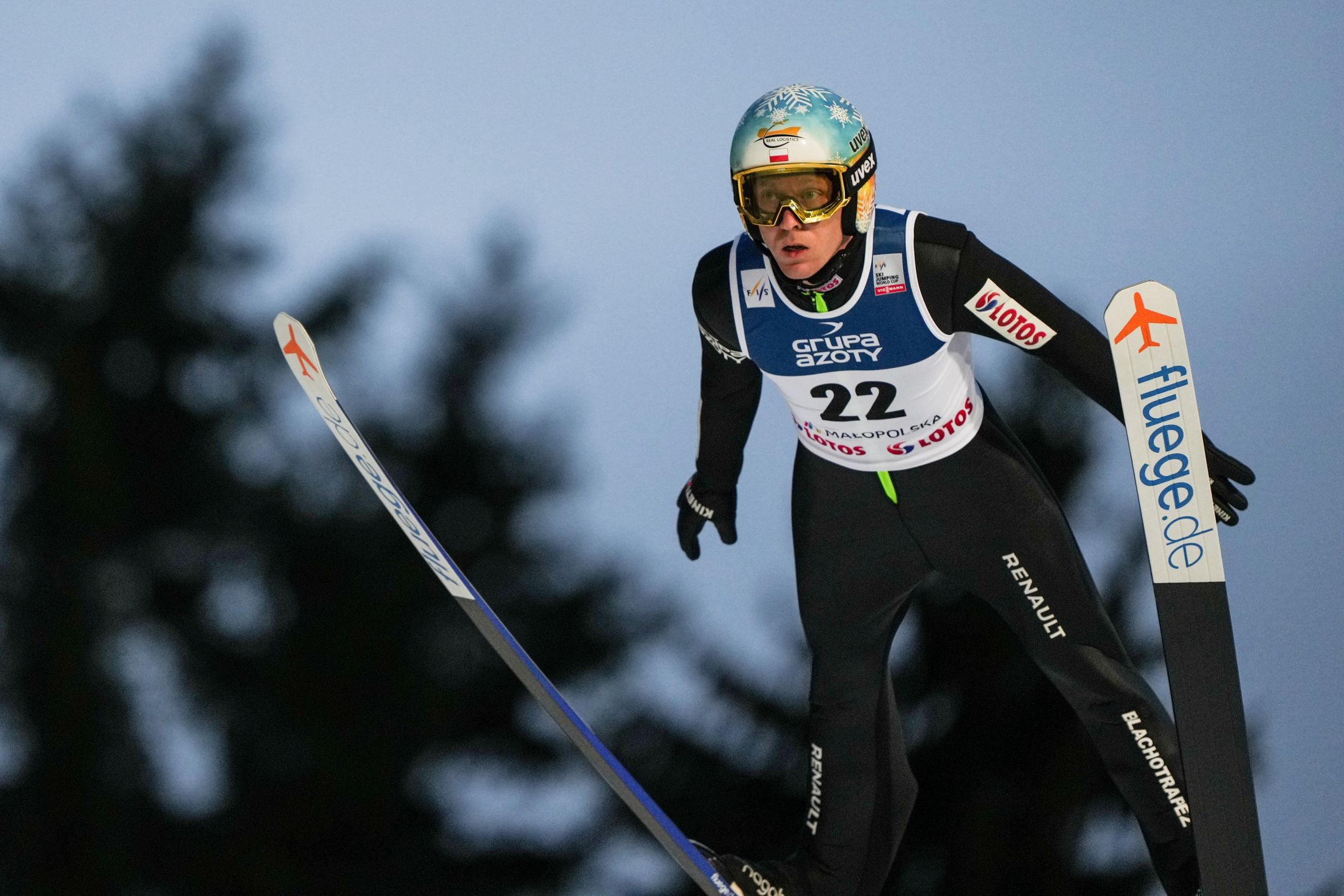 ZAKOPANE, POLAND - 2022/01/14: Stefan Hula seen in action during the training session of the FIS Ski Jumping World Cup. (Photo by Filip Radwanski/SOPA Images/LightRocket via Getty Images)