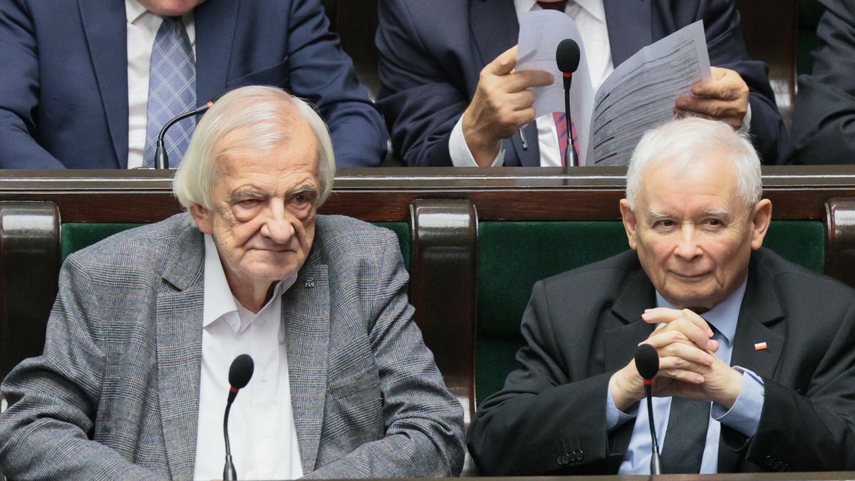 Ryszard Terlecki i Jarosław Kaczyński podczas obrad Sejmu