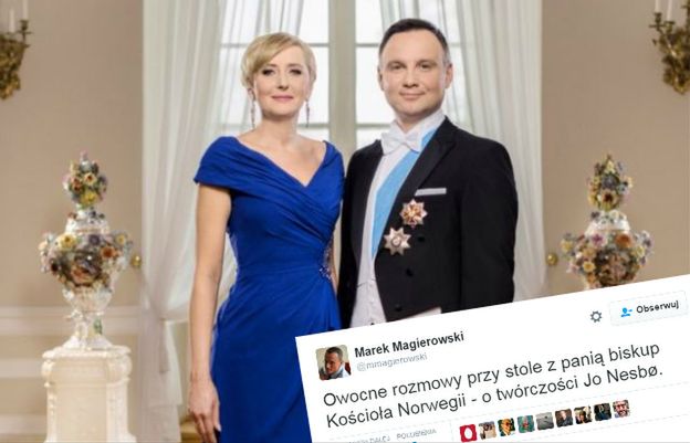 Oto zdjęcie, które wręczyła para prezydencka królowi i królowej Norwegii