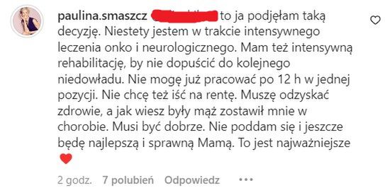 Paulina Smaszcz o chorobie