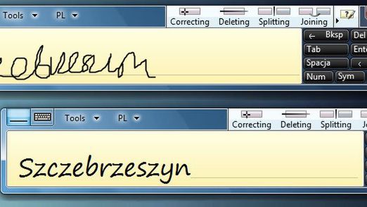 Windows 7 rozpoznaje odręczne pismo 1