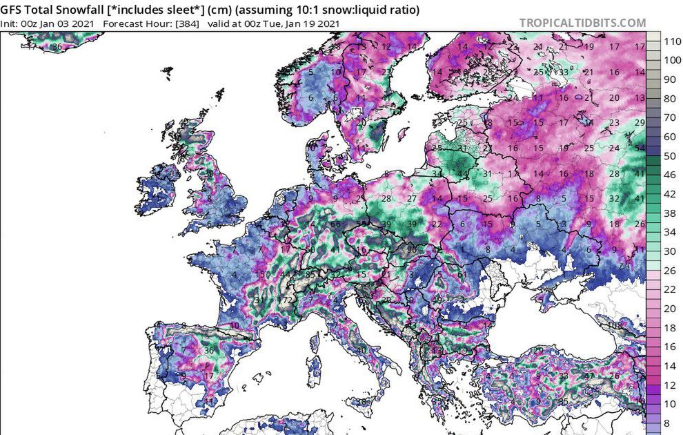 Bestia ze wschody. Opady śniegu obejmą w całą Europę. W Polsce pokrywa śnieżna może dojść do 40 cm