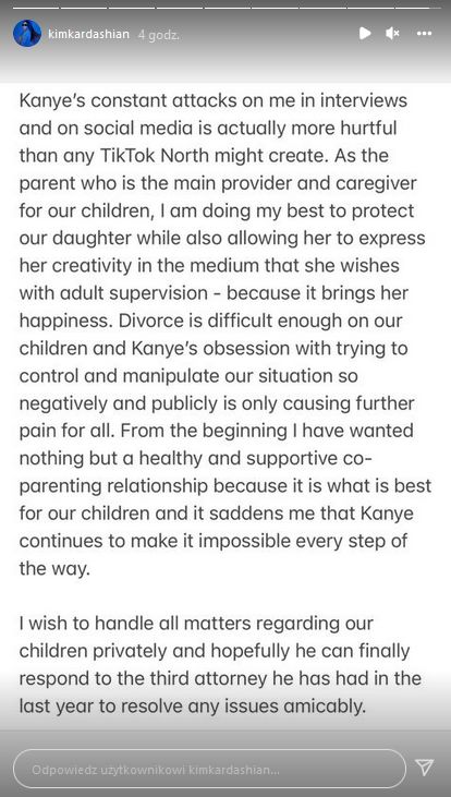 Oświadczenie Kim Kardashian