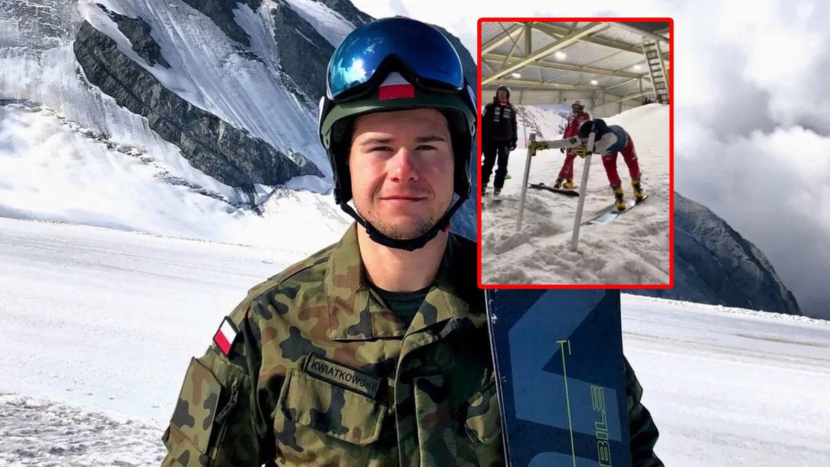 Oskar Kwiatkowski / w ramce: snowboardzista podczas treningu
