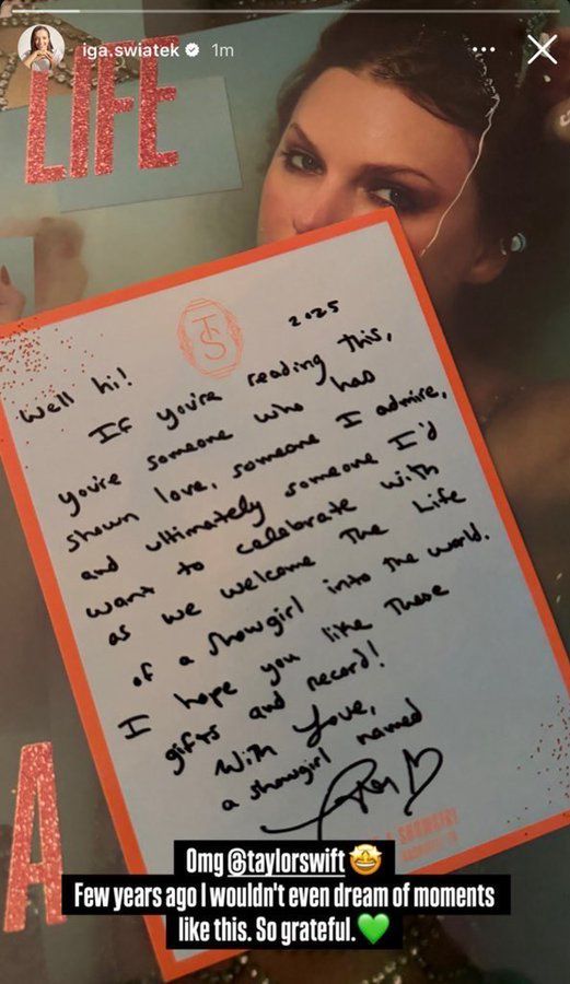 Iga Świątek pobłogosławiona przez Taylor Swift. Pochwaliła się p