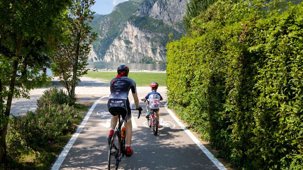 Mountain Bikers Find Paradise Near Lake Garda
RIVA DEL GARDA, ITALY - MAY 14: A father and his young son ride their bikes on May 14, 2017 near Riva del Garda, Italy.  (Photo by Thomas Lohnes/Getty Images)
Thomas Lohnes