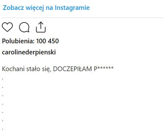 Caroline Derpieński prowokuje niecodziennym postem