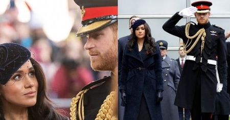 Poważni Książę Harry i Meghan Markle na obchodach brytyjskiego Dnia Pamięci