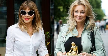 Stylowa Edyta Herbuś i dumna Martyna Wojciechowska przed studiem ''Dzień Dobry TVN''