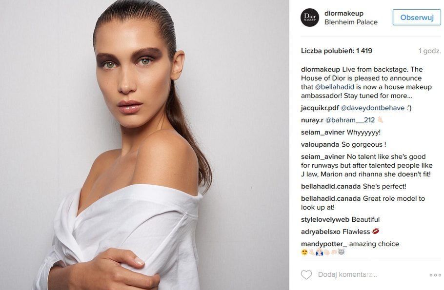 Bella Hadid ambasadorką Dior (fot. Instagram)