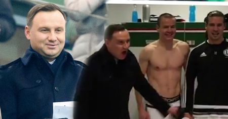 Hit! Prezydent Andrzej Duda odwiedził piłkarzy Legii w szatni po meczu ze Sportingiem. Jego okrzyki przejdą do historii!