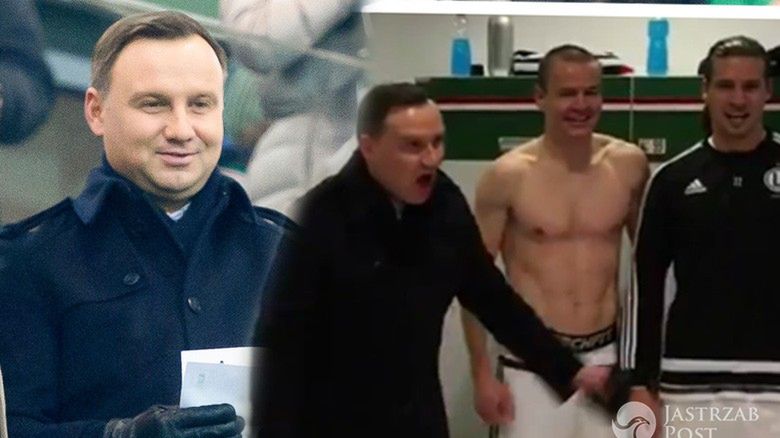 Andrzej Duda w szatni Legii Warszawa po meczu ze Sportingiem Lizbona