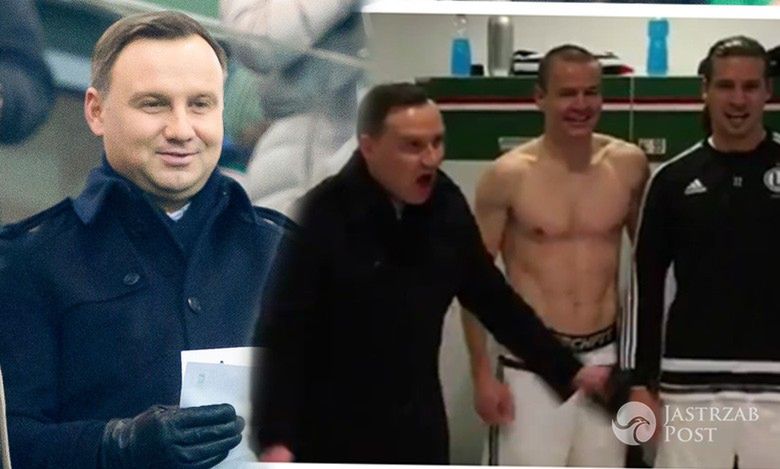 Andrzej Duda w szatni Legii Warszawa po meczu ze Sportingiem Lizbona