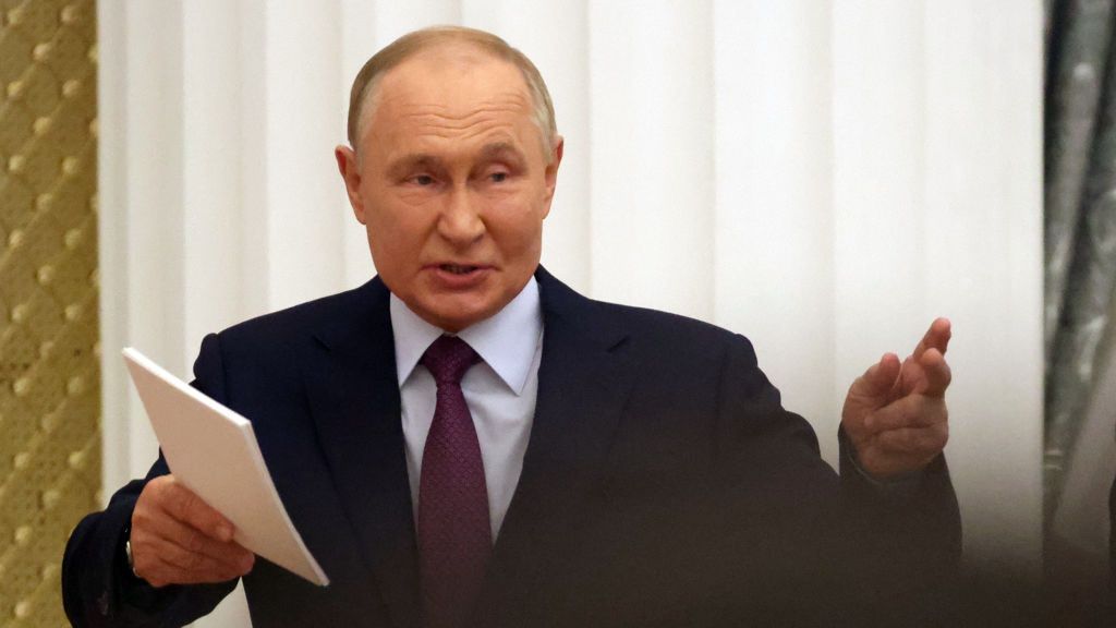 Putin Holds Meeting Of The State Council Presidium
MOSCOW, RUSSIA - SEPTEMBER 25 (RUSSIA OUT) Russian President Vladimir Putin enters the hall during the State Council's Presidium at the Kremlin's Senate Palace, September 25, 2024, in Moscow, Russia. Putin holds a meeting with officials and ministers on export development. (Photo by Contributor/Getty Images)
Contributor