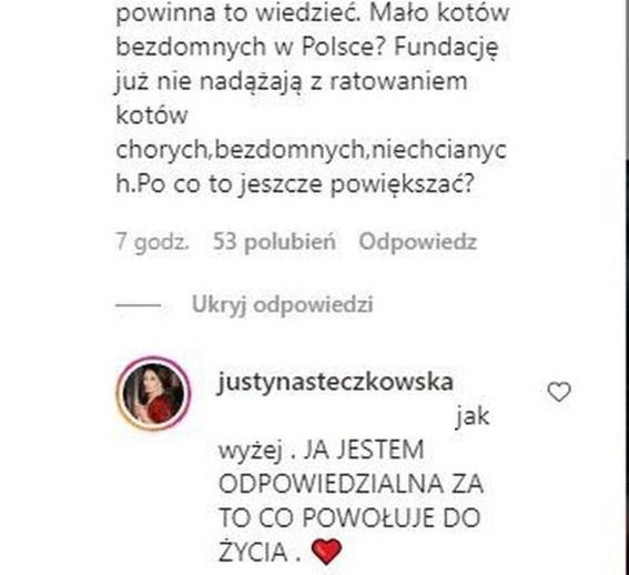 Justyna Steczkowska odpowiada na krytykę internautów