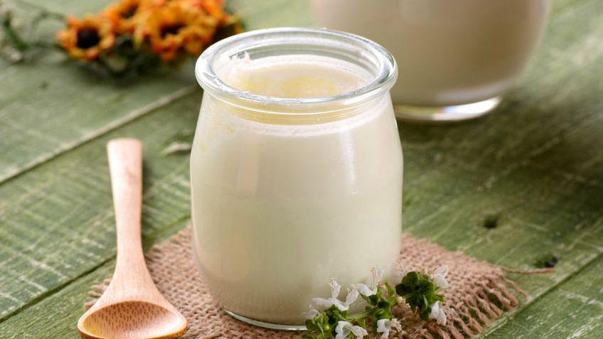 Jogurt naturalny z pełnego mleka (8 g białka w 225 g)